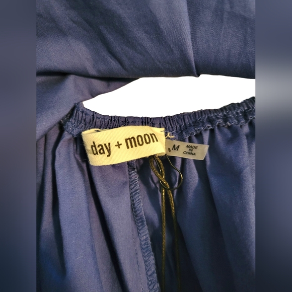 Day + Moon Blue Flutter Sleeve Ruffled Blouse - Picture 8 of 9